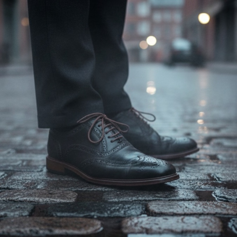 Mercanti Fiorentini Mens Size 9.5M Brogue Wingtips Oxfords‎ Black $325 Italy
